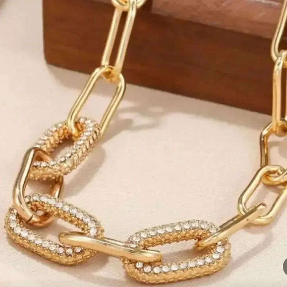 Gold Plated Diamond Chain LinksToggle Bracelet
